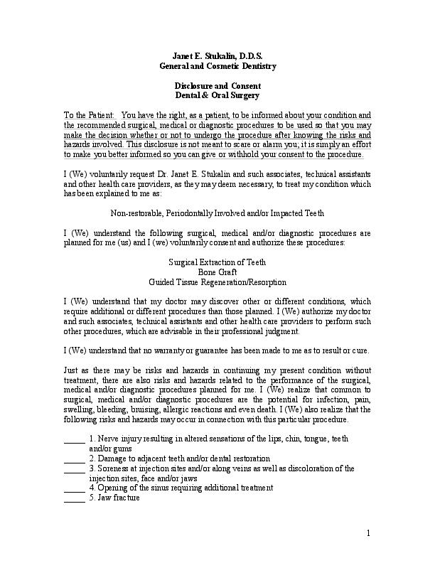 janet stukalin dds forms consent form for extraction